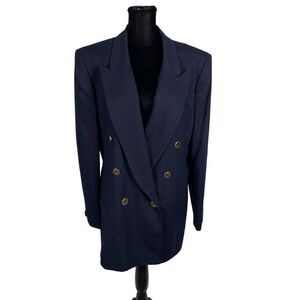 Vintage Giorgio Saint Angelo Navy Double Breasted 100% Wool Suit Jacket - Women’